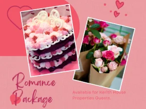 Cake and flowers on a flyer