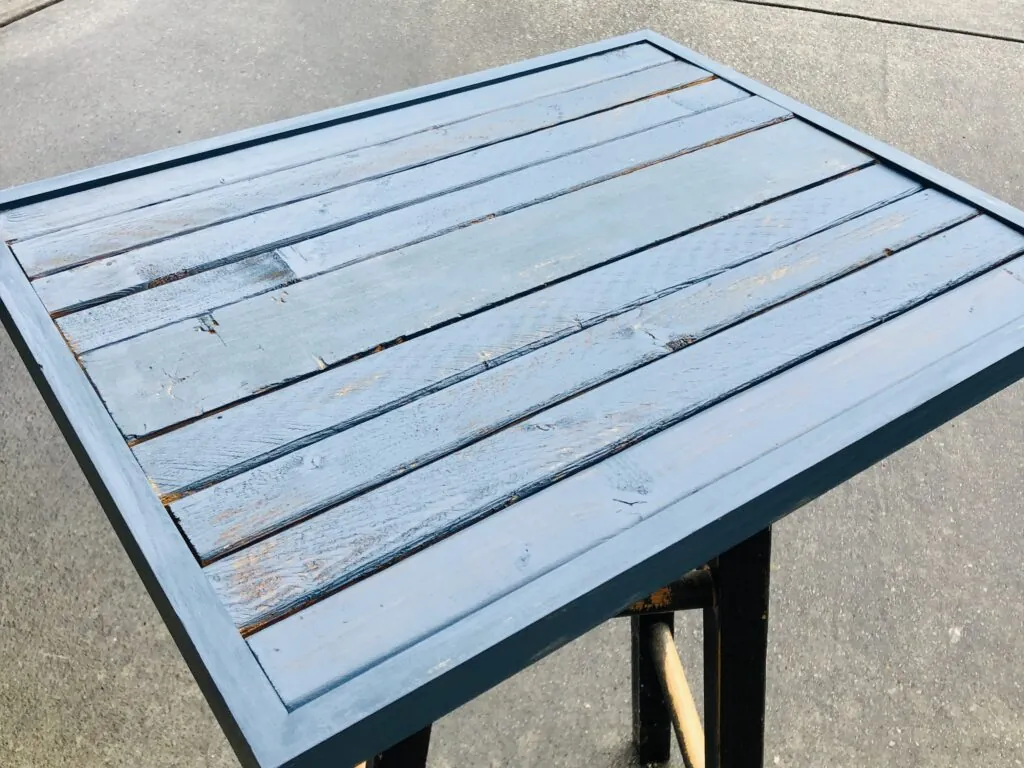 blue scrap wood top