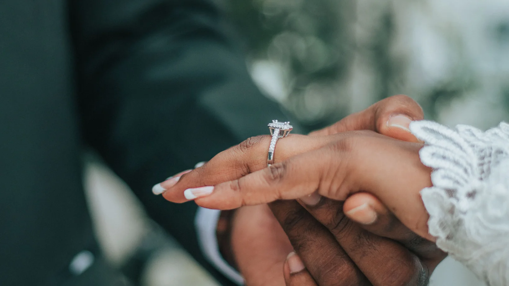 Bride and groom hands