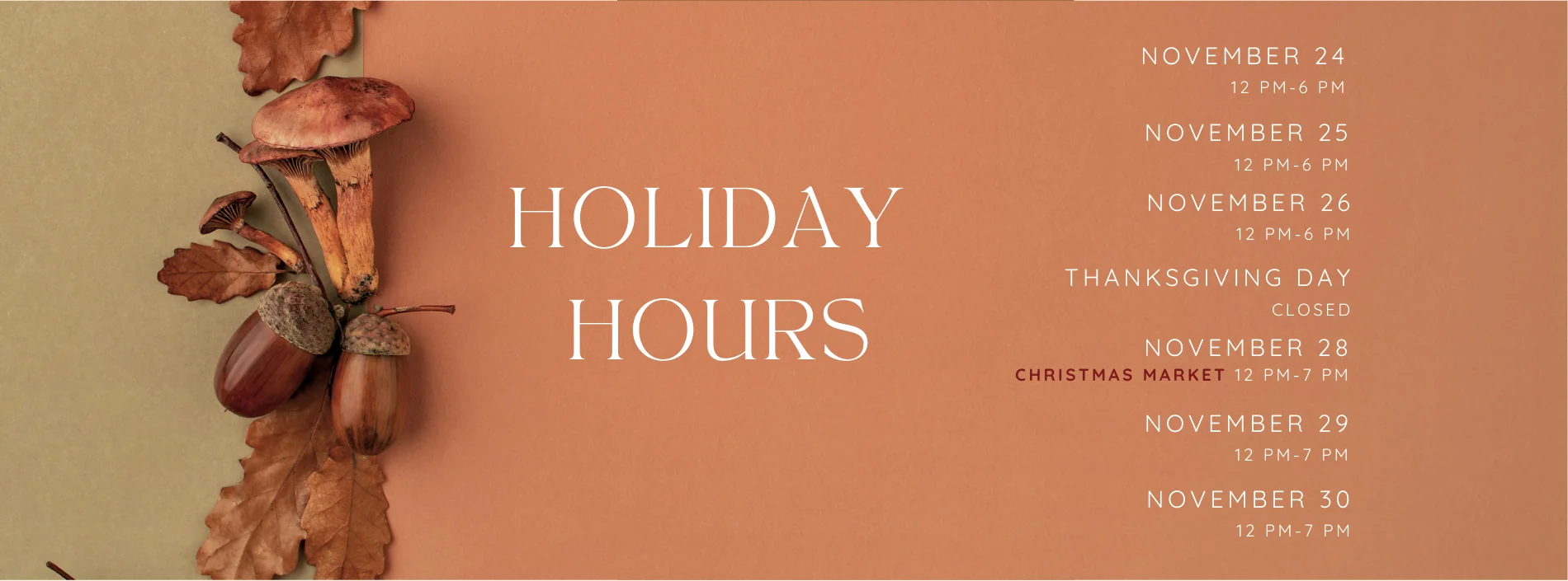 Kerith House Thanksgiving Week Hours