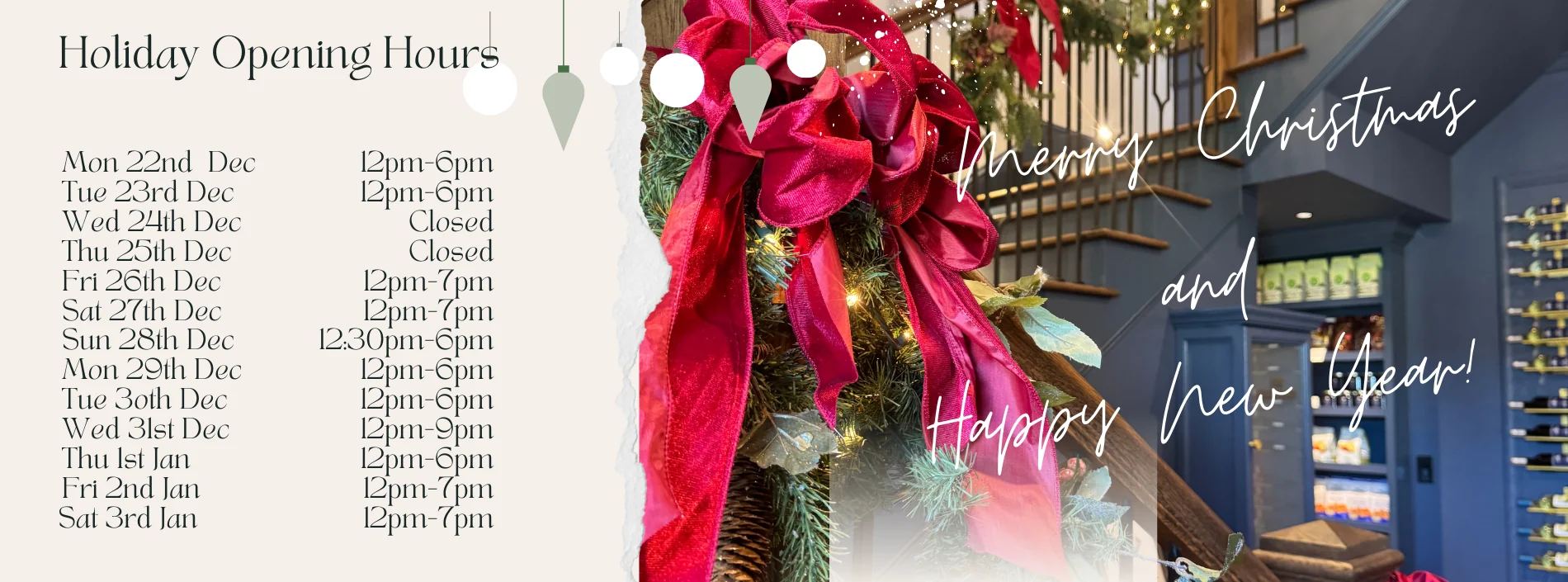 Holiday hours Kerith House 