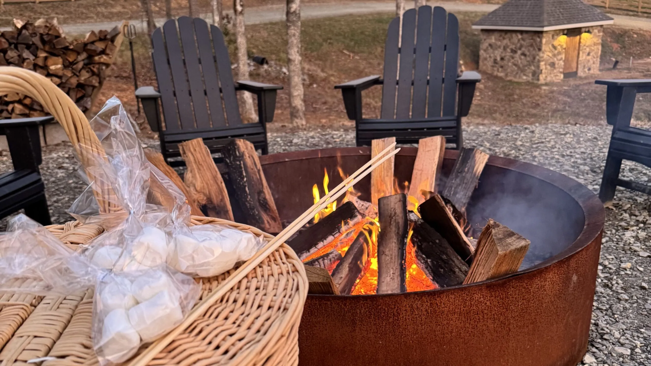 Marshmallows and fire pit Kerith House